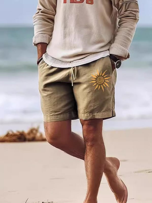 2024 Pantaloni scurți din bumbac noi pentru bărbați Pantaloni scurți de vară Pantaloni scurți de plajă cu model de imprimare 3D cu talie elastică