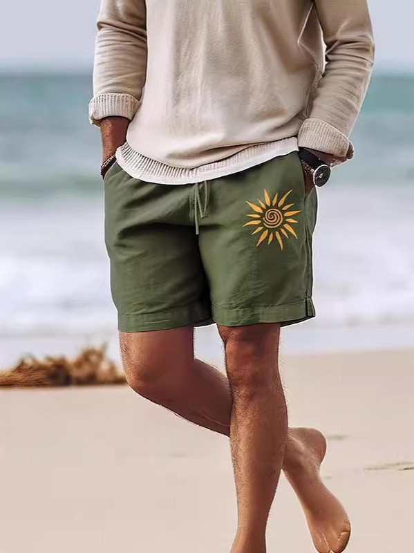 2024 Pantaloni scurți din bumbac noi pentru bărbați Pantaloni scurți de vară Pantaloni scurți de plajă cu model de imprimare 3D cu talie elastică