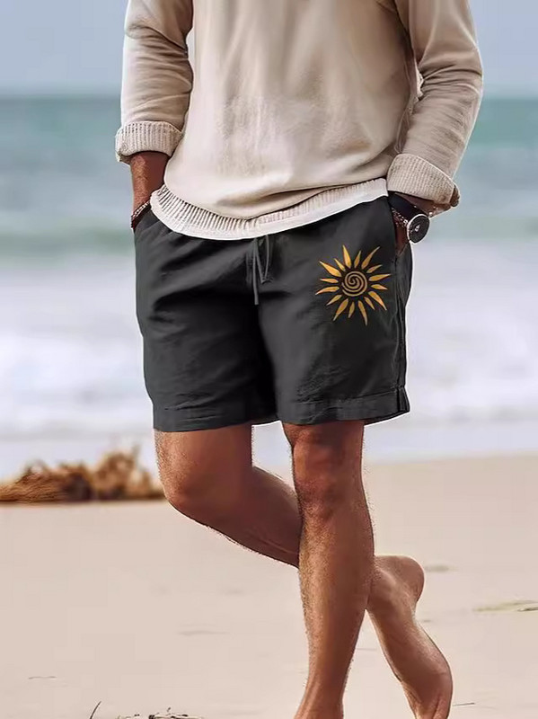 2024 Pantaloni scurți din bumbac noi pentru bărbați Pantaloni scurți de vară Pantaloni scurți de plajă cu model de imprimare 3D cu talie elastică