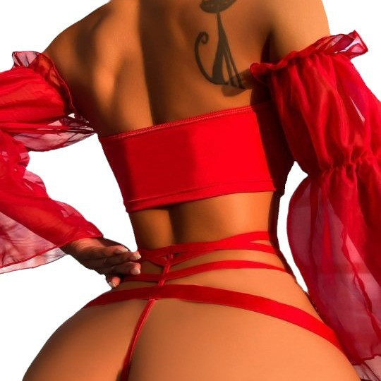 2023 Noua lenjerie de corp sexy Sexy Sunshine Girl Magnificent Heavy Industry Set de plasă din trei piese pentru femei