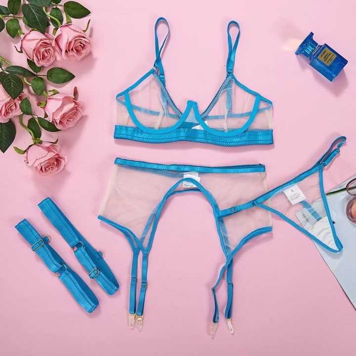 2023 nou set de transport exterior dintr-o singură bucată, set de lenjerie de corp transparentă sexy în trei puncte europene și americane