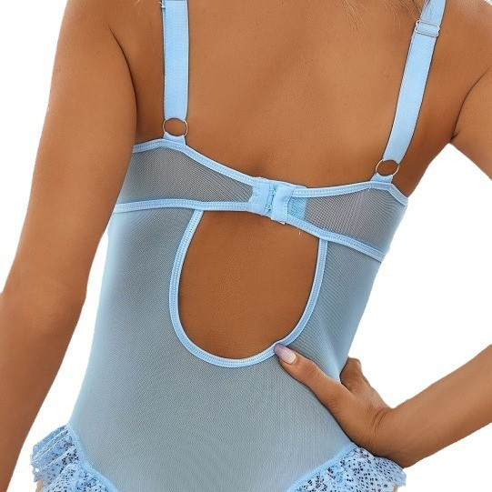 2023 dantelă brodată transfrontalieră europeană și americană, fără spate, tentație sexy în trei puncte dintr-o singură bucată sexy în interiorul îmbrăcămintei pentru femei en-gros