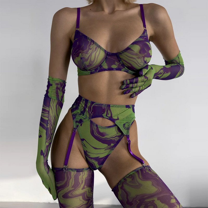 Europos ir Amerikos tarpvalstybinės vasaros karštos prekės, spalvingas rašalo tinklelis, seksualūs apatiniai, pirštinės ir keliaraiščių rinkinys