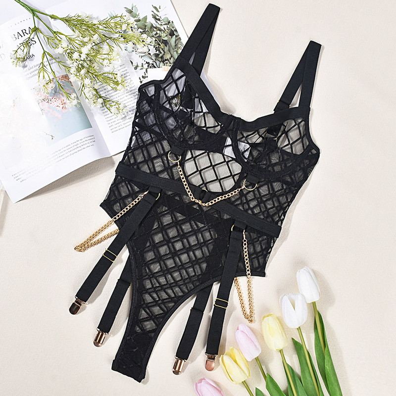 Stație independentă transfrontalieră europeană și americană lenjerie sexy populară salopetă transparentă sexy en-gros în stoc