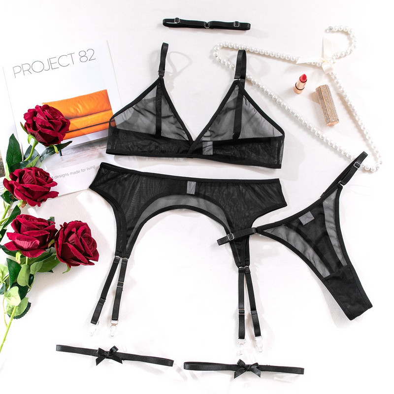 Europos ir Amerikos naujos užsienio prekybos nepriklausoma stotis seksualus apatinis trikotažas seksualus pagunda keliaraiščio tinklelis permatomas trijų dalių rinkinys be plieninių žiedų