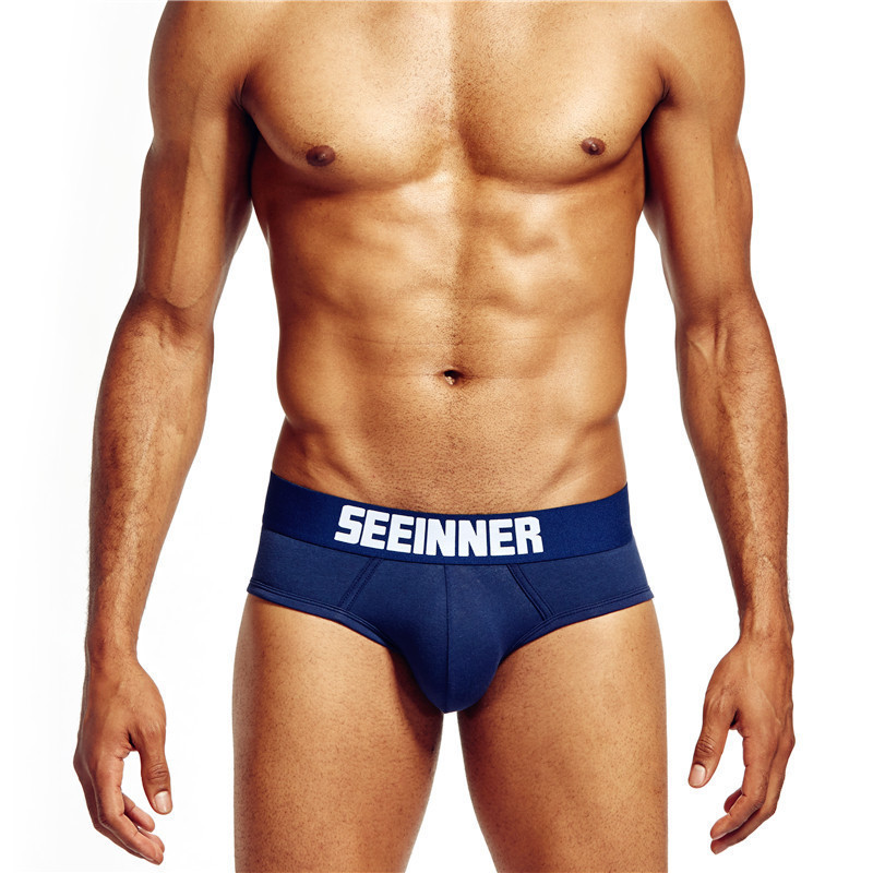 SEEINNER Slip pentru bărbați, sexy, de culoare solidă, cu talie joasă, alb pur, la modă, convex, respirabil
