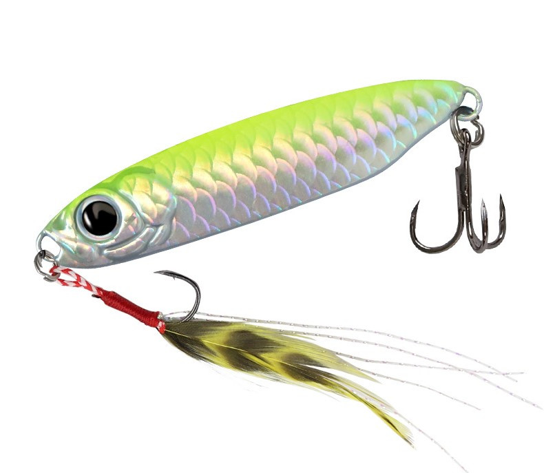 Nalucă la distanță lungă model solzi de pește placă de fier laser momeală bionică cârlig dublu care cad obiecte mari și mici cârlig dublu universal în toate apele