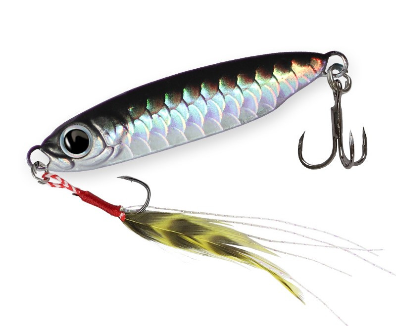 Nalucă la distanță lungă model solzi de pește placă de fier laser momeală bionică cârlig dublu care cad obiecte mari și mici cârlig dublu universal în toate apele