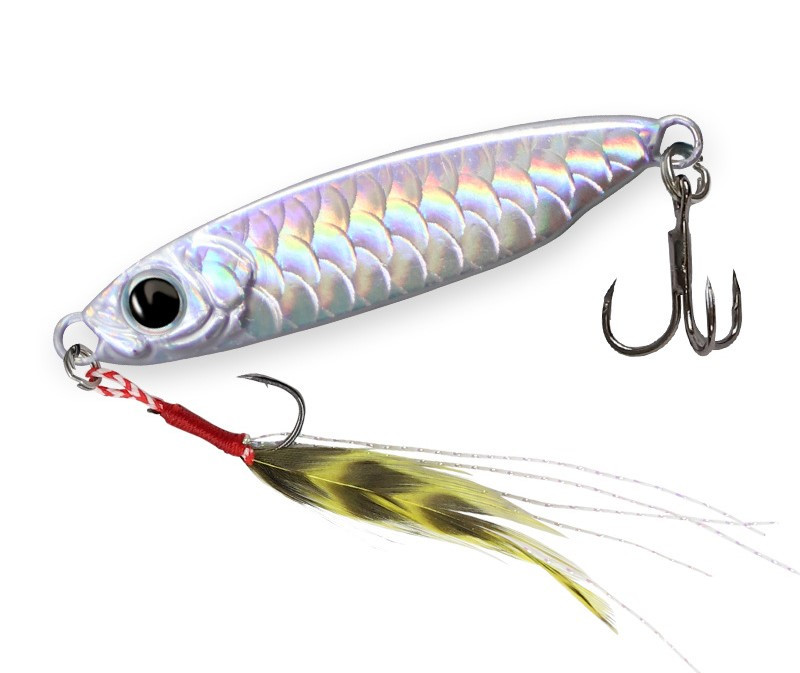 Nalucă la distanță lungă model solzi de pește placă de fier laser momeală bionică cârlig dublu care cad obiecte mari și mici cârlig dublu universal în toate apele