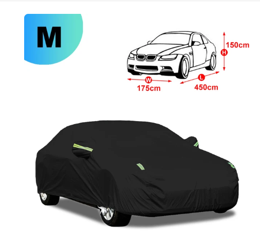 190T Huse universale de mașină complet negre pentru mașini, în aer liber, impermeabile, protecție solară împotriva ploaie și zăpadă, protecție UV pentru sedan Copertine M/L