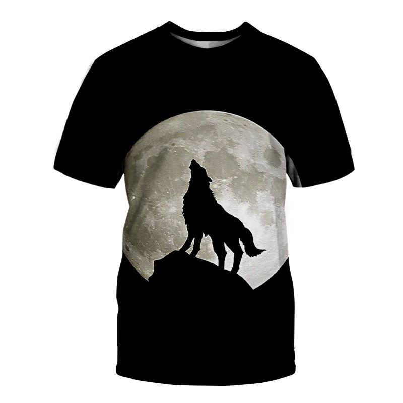2022 vara transfrontalieră europeană și americană nou imprimare digitală 3D cu cap de lup dublu tricou cu mânecă scurtă pentru femei și bărbați, livrare directă de la producător