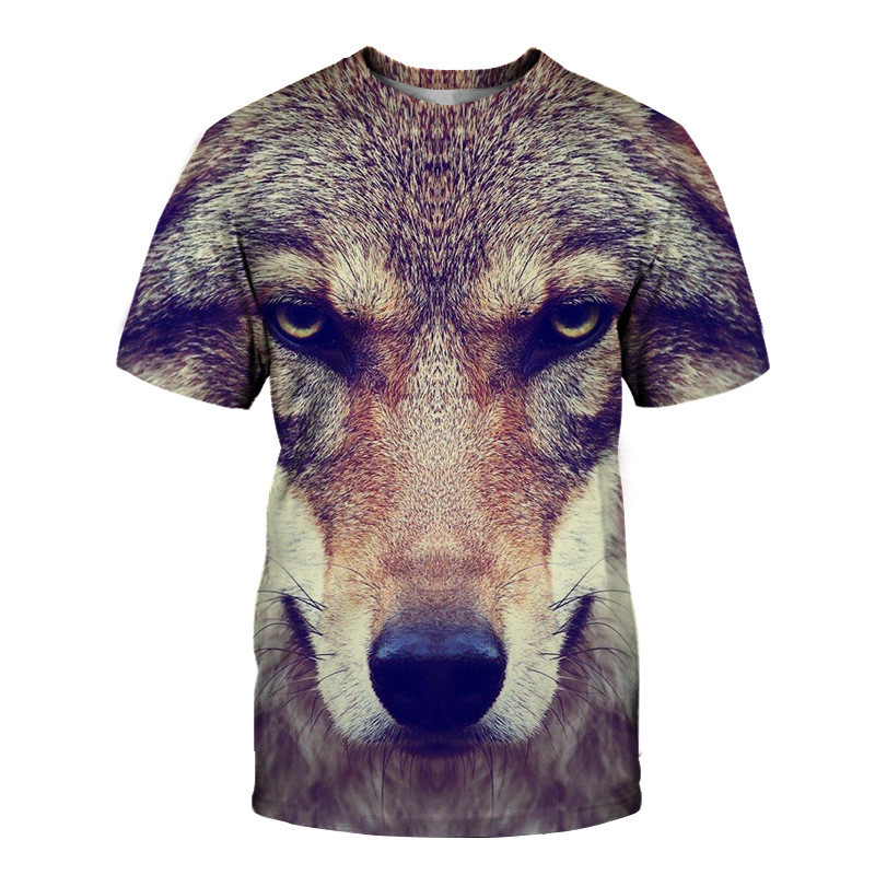 2022 vara transfrontalieră europeană și americană nou imprimare digitală 3D cu cap de lup dublu tricou cu mânecă scurtă pentru femei și bărbați, livrare directă de la producător