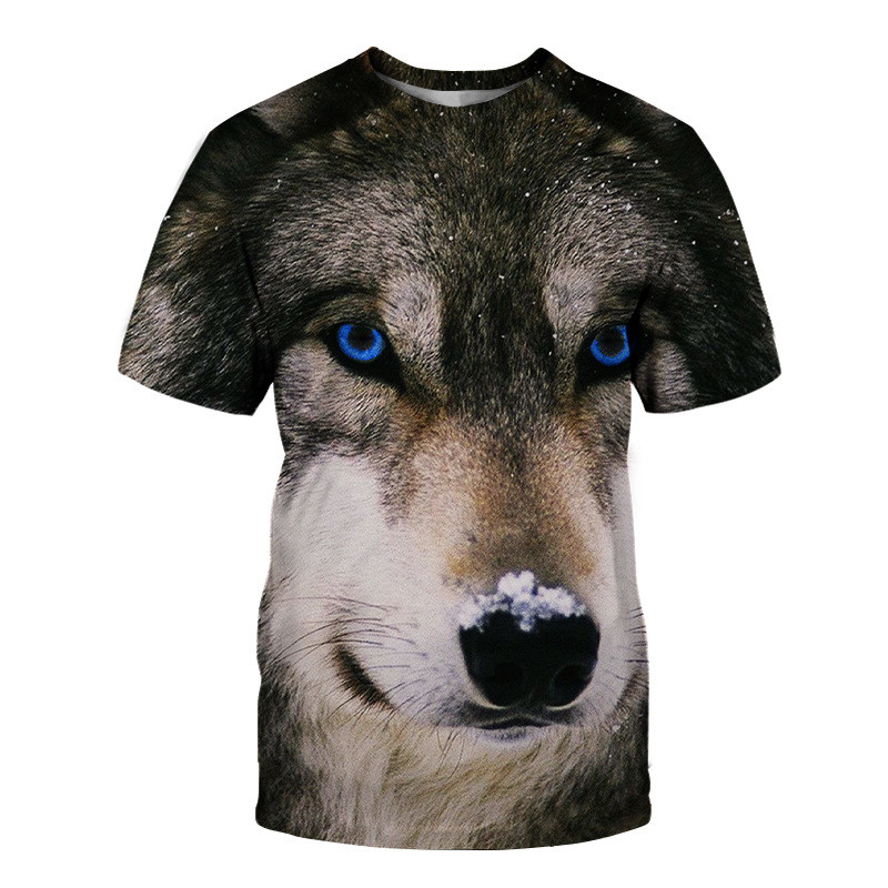 2022 vara transfrontalieră europeană și americană nou imprimare digitală 3D cu cap de lup dublu tricou cu mânecă scurtă pentru femei și bărbați, livrare directă de la producător