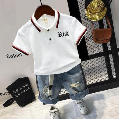 Lasteriided Wenzhou suvi 2024 uued lastetopid, lühikeste varrukatega T-särgid ja trükitud lühikesed püksid, vabaaja ülikonnad poistele