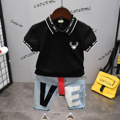 Lasteriided Wenzhou suvi 2024 uued lastetopid, lühikeste varrukatega T-särgid ja trükitud lühikesed püksid, vabaaja ülikonnad poistele