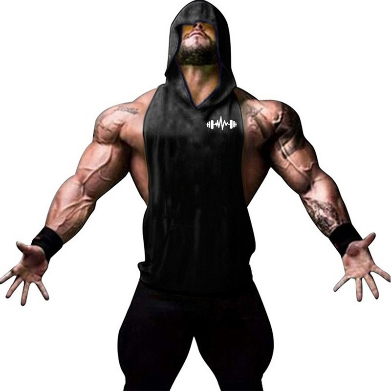 Vestă de fitness sport pentru bărbați, cu glugă, fără mâneci, pentru baschet, pentru alergare, pentru antrenament, pentru antrenament