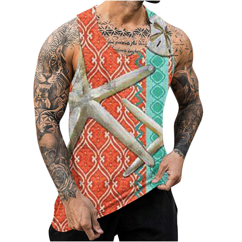 Sõltumatu jaam Euroopa ja Ameerika uus meeste vabaaja 3D leopardimustriga spordi T-särk varrukateta vest fitness T-särk