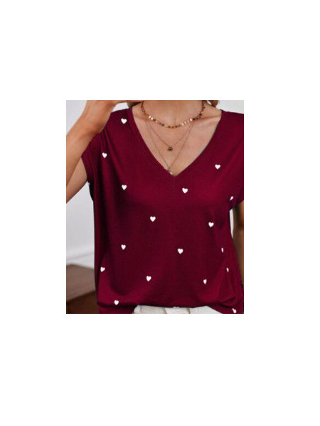 2023 m. nauji karštai parduodami nepriklausomos stoties marškinėliai su trumpomis rankovėmis, laisvi moteriški marškinėliai su V formos iškirpte