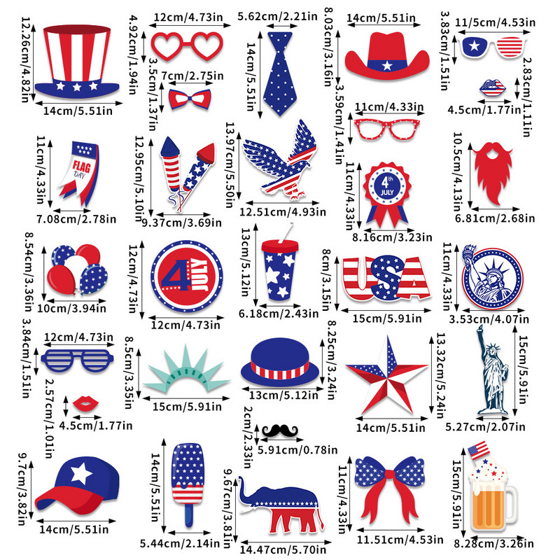 Noua temă pentru Ziua Independenței, 30 buc. hârtie, recuzită foto distractive, atmosferă de petrecere, rechizite 