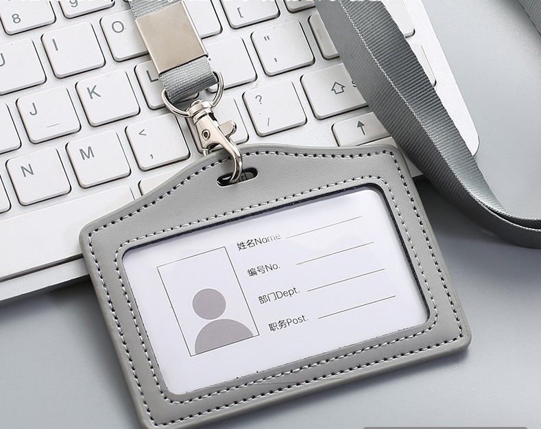 Valódi bőrből készült munkajelvény kártyatartó Alkalmazotti jelvénytartó kártyatartó Zsinóros munkajelvény gyári jelvénytartó Pickup kártyatartó 