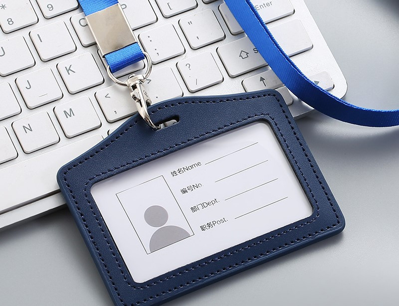 Valódi bőrből készült munkajelvény kártyatartó Alkalmazotti jelvénytartó kártyatartó Zsinóros munkajelvény gyári jelvénytartó Pickup kártyatartó 