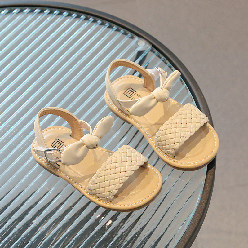 2024, primăvară vară, sandale țesute pentru fete, sandale din plută cu velcro, cu fund moale, panglică, pantofi drăguți prințesă