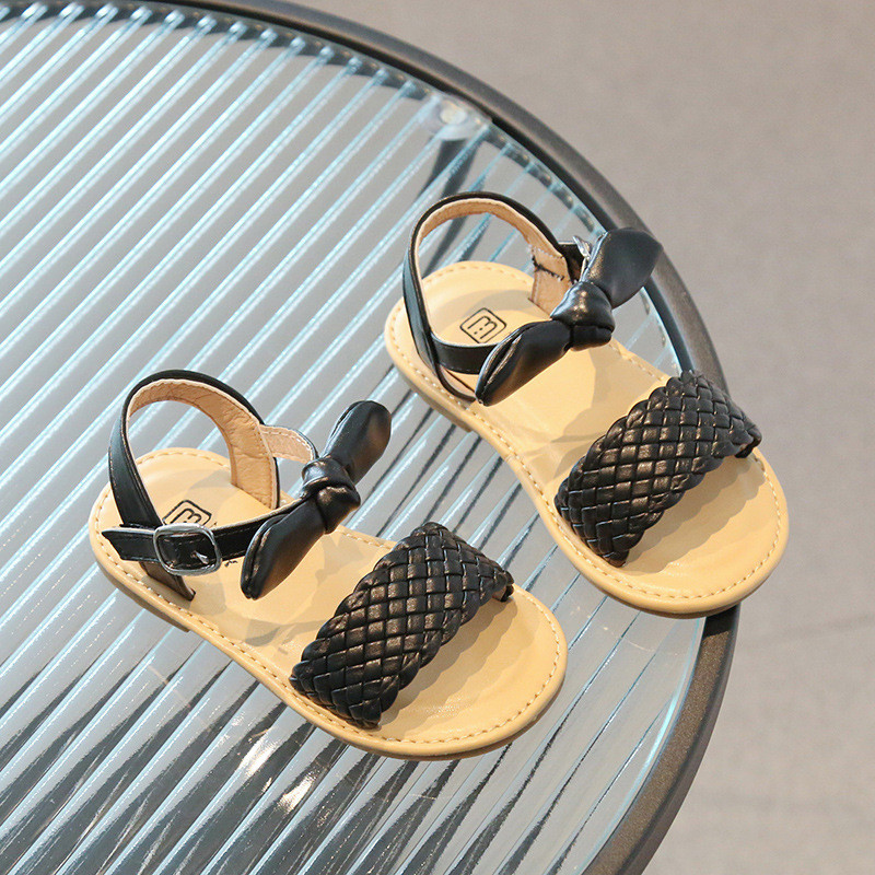 2024, primăvară vară, sandale țesute pentru fete, sandale din plută cu velcro, cu fund moale, panglică, pantofi drăguți prințesă