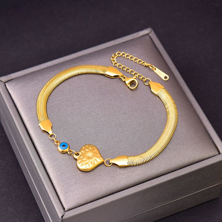 Temperament tüdrukute moeaksessuaarid vahtraleht armastus liblikas lai käevõru kingitus ema titaanist terasest käevõru sinised helmed