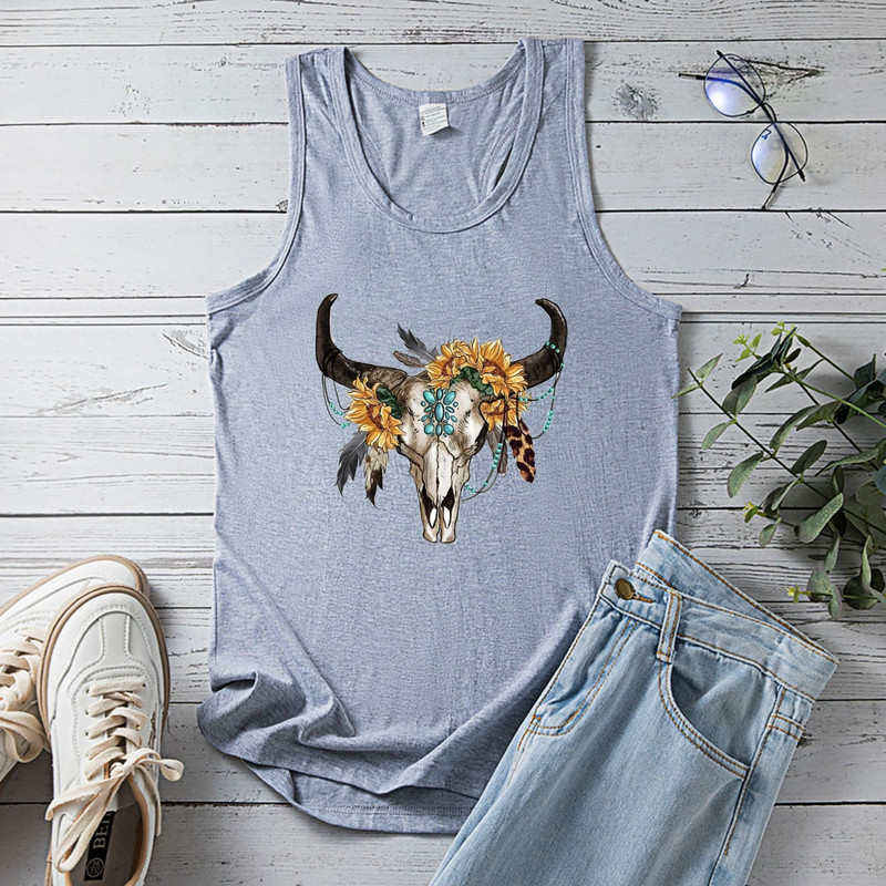 Cămașă transfrontalieră de primăvară 2022, vestă nouă cu imprimeu cu cap de vacă, tricou largi de vară pentru femei cu vestă