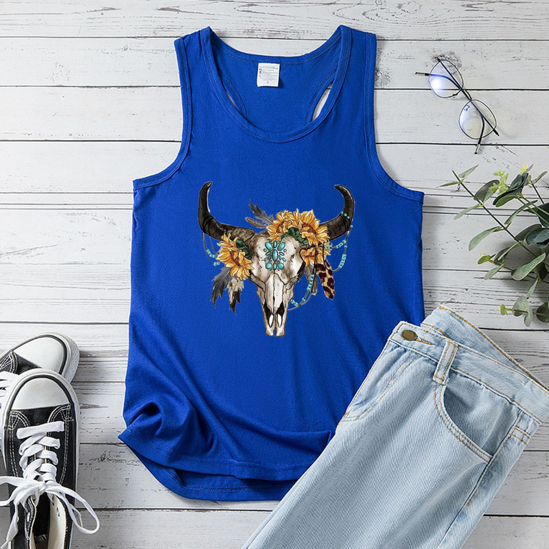 Cămașă transfrontalieră de primăvară 2022, vestă nouă cu imprimeu cu cap de vacă, tricou largi de vară pentru femei cu vestă