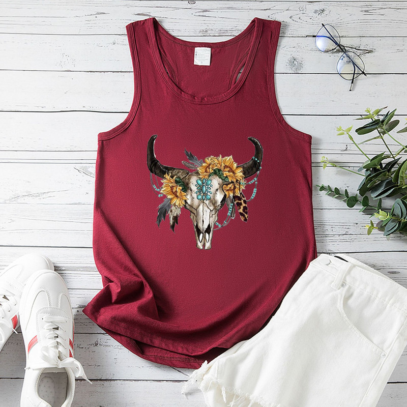 Cămașă transfrontalieră de primăvară 2022, vestă nouă cu imprimeu cu cap de vacă, tricou largi de vară pentru femei cu vestă