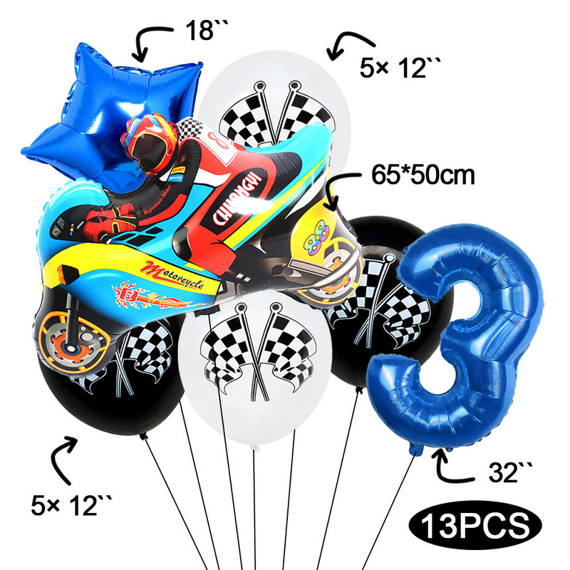 Διασυνοριακό νέο αγωνιστικό θέμα ποδηλάτης κιτ φύλλου αλουμινίου μπαλόνι διάταξη πρώτου πάρτι γενεθλίων