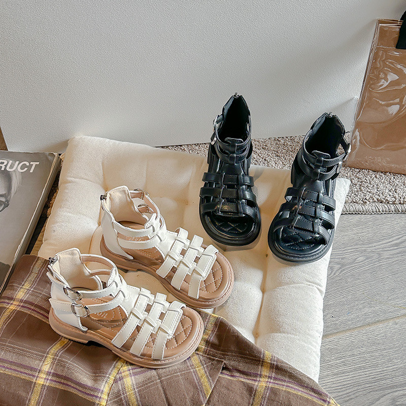 Fete Sandale Printesa 2024 Vara Nou Copii Internet Celebritati Pantofi retro Romani Pantofi de plaja cu talpa moale Pantofi anti-alunecare pentru copii