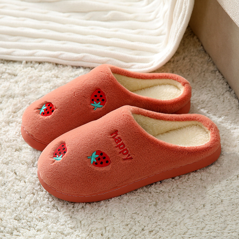 Papuci drăguți din bumbac cu fructe cu avocado pentru femei Celebrități de pe internet pentru interior, groși, anti-alunecare, papuci de pluș de iepure cald pentru bărbați