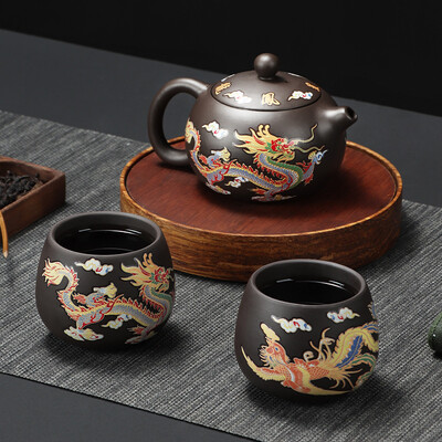 Τσαγιέρα που αλλάζει χρώμα με Dragons Phoenixs Pattern Washable Gongfu Teapots Βραστήρας Δώρο Τσαγιέρα Σετ τσαγιού Κεραμικά και αγγεία