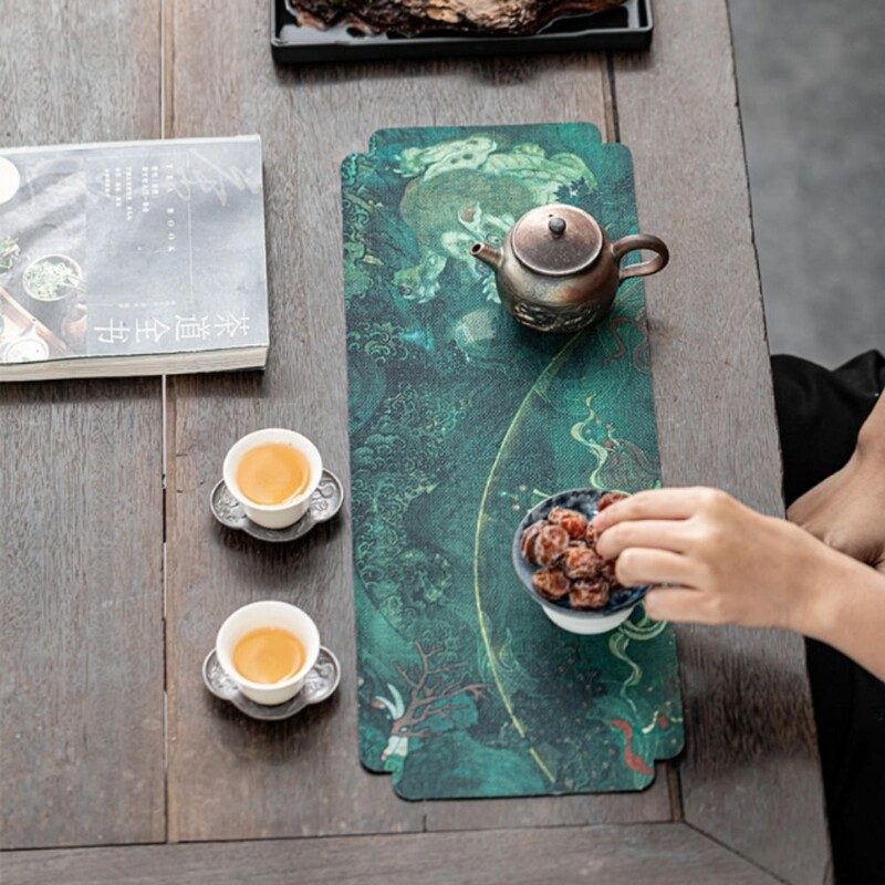 Hiina stiilis Hiina teerätik nõudepesulapp iidne maal Veekindel teepadjalapp Kahepoolne teealus Teelaud