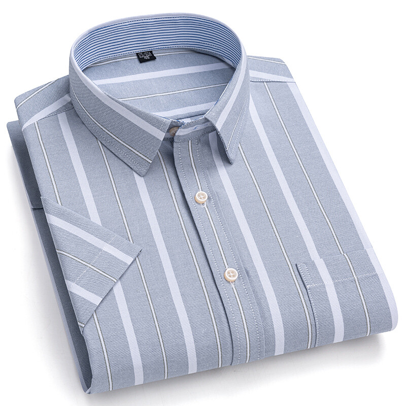 Cămașă socială pentru bărbați de calitate nouă, cu mânecă scurtă, 100% bumbac pur Oxford, cu nasturi moi, în carouri, haine formale pentru bărbați Cămașă supradimensionată S-7XL