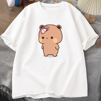 Мъжка тениска Cute Cartoon Bubu Is Throwd Flip-flops At Dudu Tshirt Funny Cotton Short Sleeve Grpahic Tshirts Mens Clothes Tops