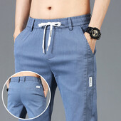 Mood Meeste Patchwork Print vabaaja püksid 6 värvi brändi elastsed õhukesed sirged püksid vöökoha keskosaga mugavad ühevärvilised püksid