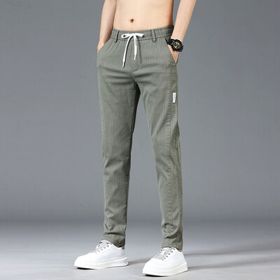 Mood Meeste Patchwork Print vabaaja püksid 6 värvi brändi elastsed õhukesed sirged püksid vöökoha keskosaga mugavad ühevärvilised püksid