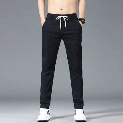 Mood Meeste Patchwork Print vabaaja püksid 6 värvi brändi elastsed õhukesed sirged püksid vöökoha keskosaga mugavad ühevärvilised püksid