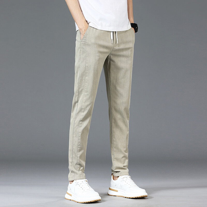 Mood Meeste Patchwork Print vabaaja püksid 6 värvi brändi elastsed õhukesed sirged püksid vöökoha keskosaga mugavad ühevärvilised püksid