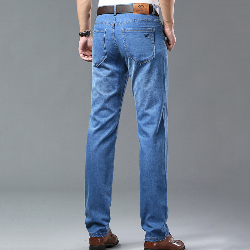 Blugi din denim drepte pentru bărbați, subțiri, vară, toamnă, largi, clasici, la modă, modă de afaceri, ocazional, denim, clasici, pantaloni noi sosiri