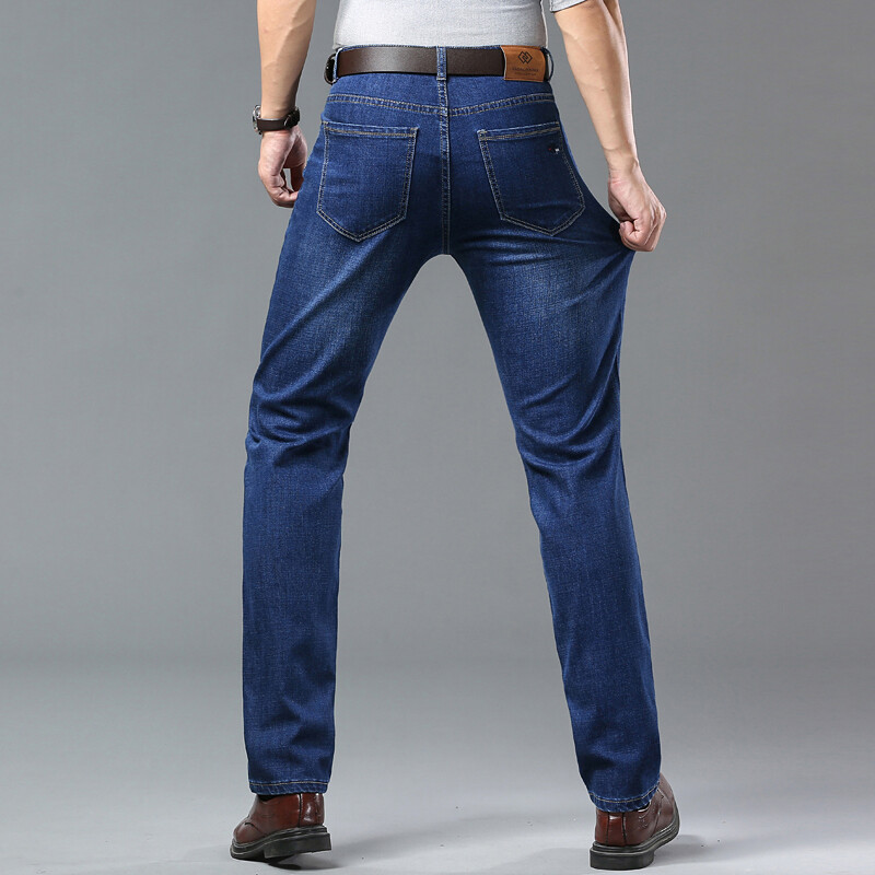 Blugi din denim drepte pentru bărbați, subțiri, vară, toamnă, largi, clasici, la modă, modă de afaceri, ocazional, denim, clasici, pantaloni noi sosiri