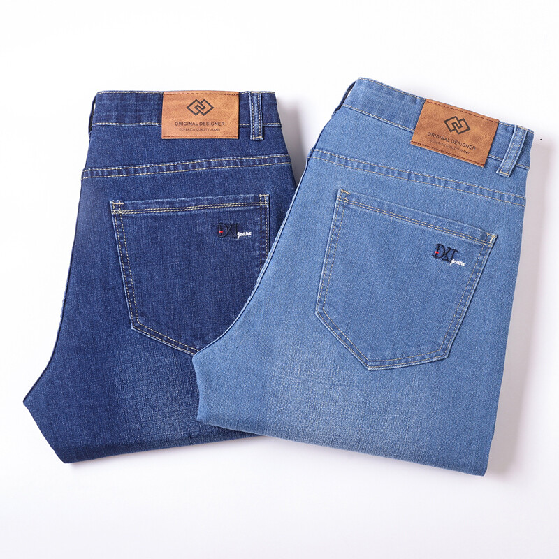 Blugi din denim drepte pentru bărbați, subțiri, vară, toamnă, largi, clasici, la modă, modă de afaceri, ocazional, denim, clasici, pantaloni noi sosiri