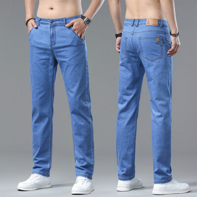 Meeste teksapüksid õhukesed suvised sügisesed vabaaja vabad sirged teksad Kvaliteetsed meeste teksapüksid, uued teksapüksid meestele