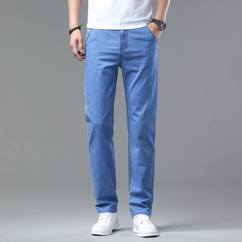 Meeste teksapüksid õhukesed suvised sügisesed vabaaja vabad sirged teksad Kvaliteetsed meeste teksapüksid, uued teksapüksid meestele