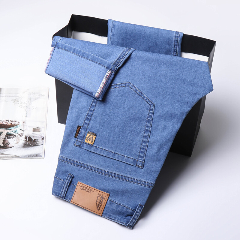 Meeste teksapüksid õhukesed suvised sügisesed vabaaja vabad sirged teksad Kvaliteetsed meeste teksapüksid, uued teksapüksid meestele