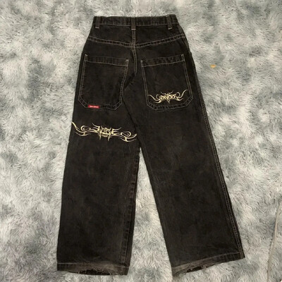 Gatvės apranga JNCO Jeans Y2k hip-hop animacinių filmų grafinis spaudinys Vintage Baggy džinsai juodos kelnės Vyriškos moteriškos kelnės aukštu juosmeniu plačiomis kojomis
