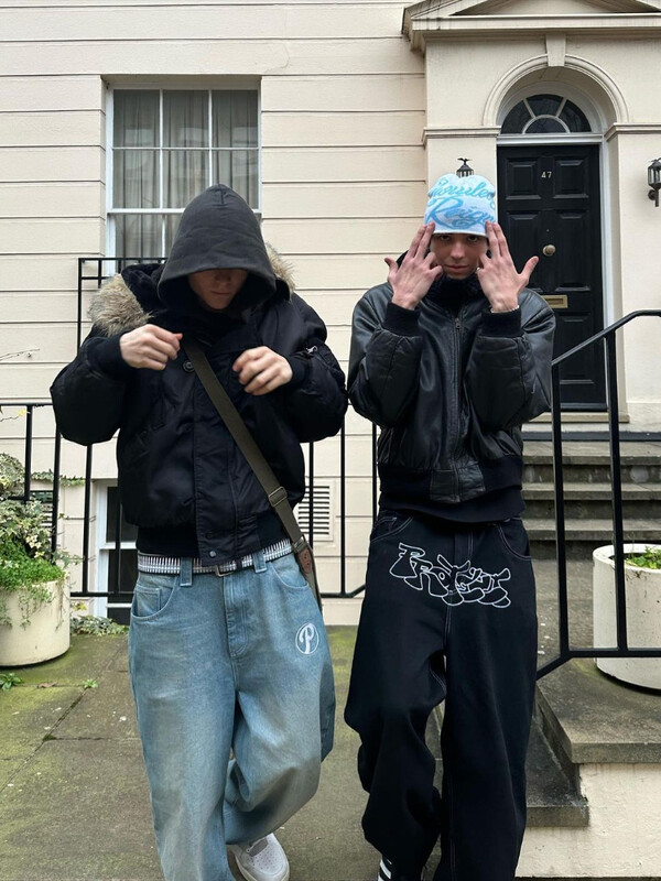 Blugi largi, casual, cu picioare late, pentru bărbați, blugi cu imprimeu hip hop, retro, la moda, negru, blugi cu talie înaltă, Y2k, îmbrăcăminte pentru bărbați 2023